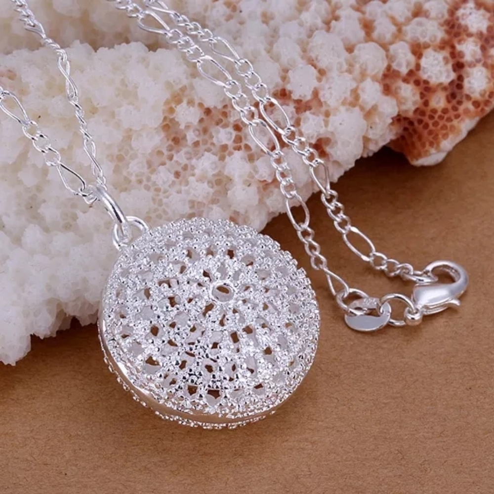 Silver Plated Circular Medallion Necklace